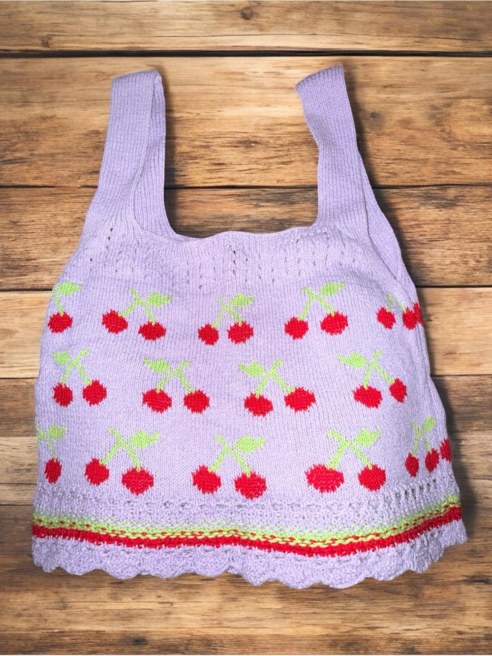 ZARA POINTELLE CHERRY PRINT CROPPED TANK SIZE SMALL